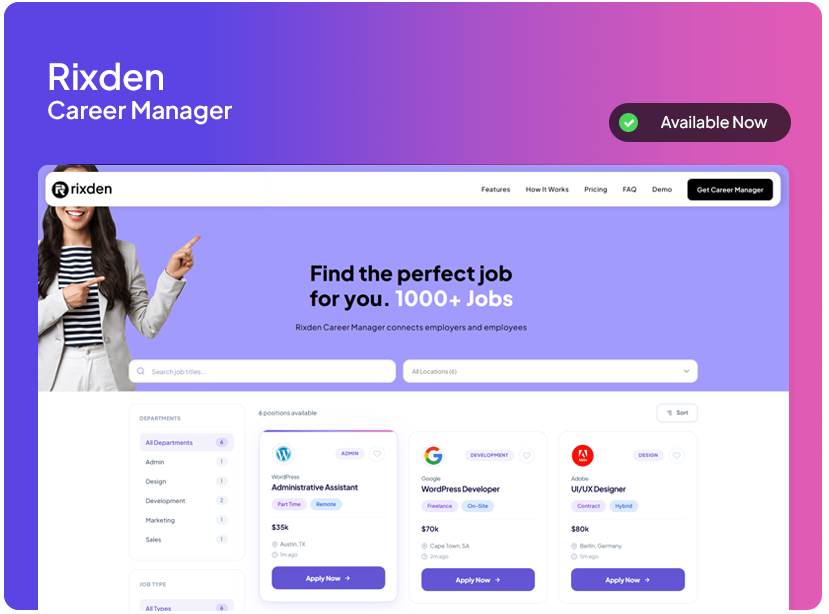 Rixden - WordPress Plugins | Career Manager Plugin