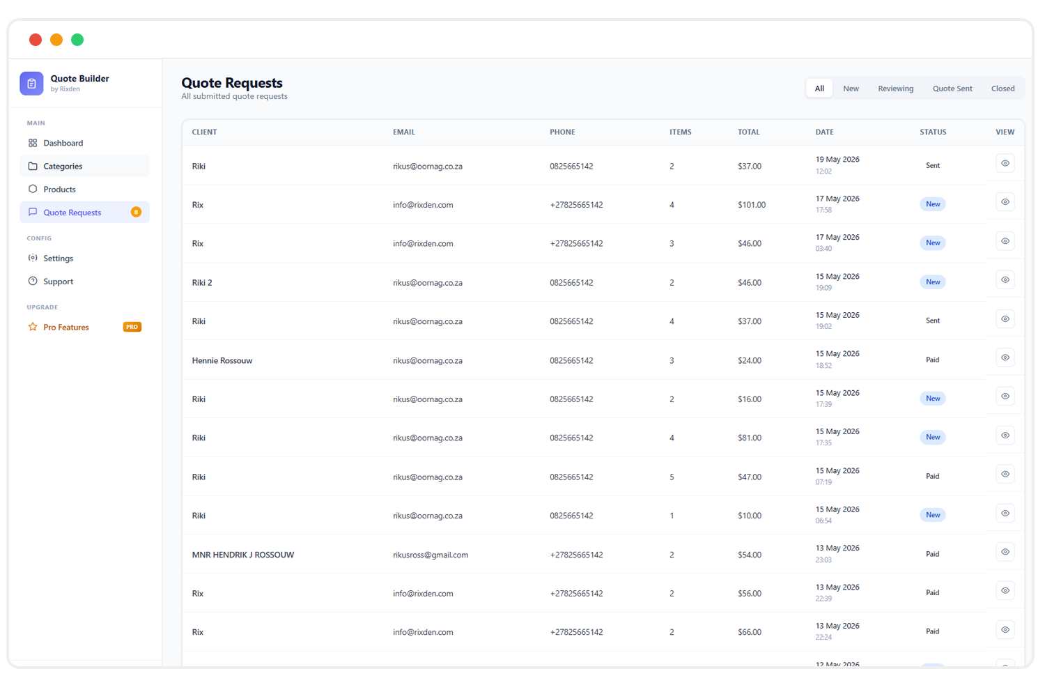 Rixden - WordPress Plugins | Wordpress Quote Builder